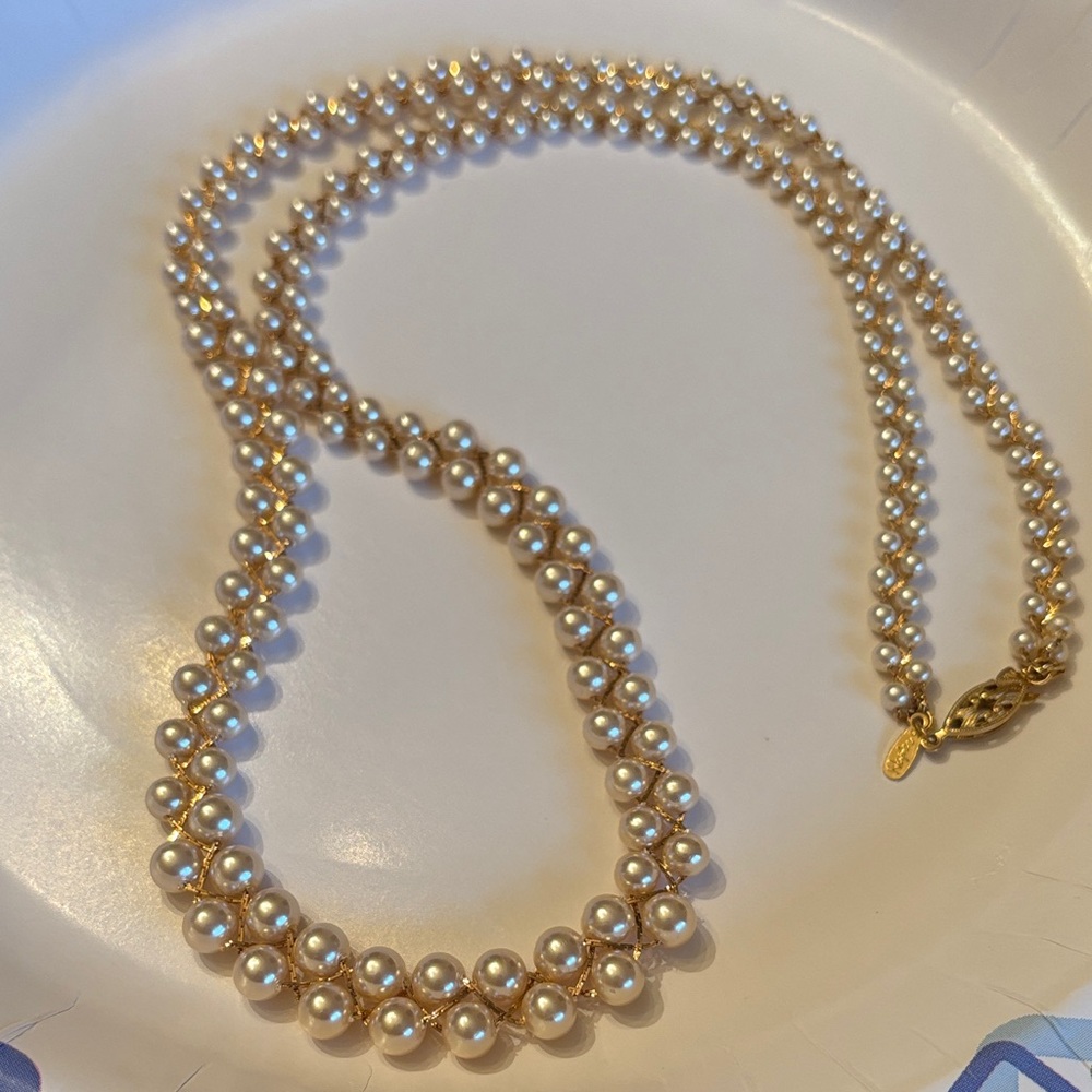 Elegant Napier Pearl Necklace with Gold Tone Clasp